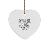 Funny Writer Gifts, Heart Ornament for Writers - Gifts from Men to Friends - Christmas Unique Gifts for Him - Image 1